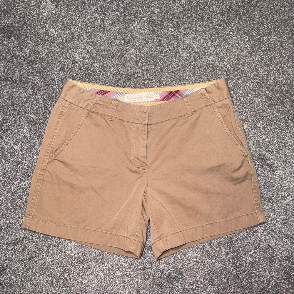 J Crew Khaki Weathered Broken-In Classic Twill Chino Shorts Size 6 100%‎ Cotton